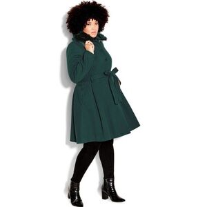 NWT City Chic Blushing Belle Coat - Jade Green - Size 20 / L